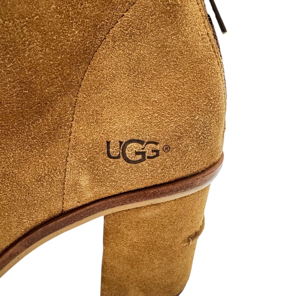 UGG Women's Ginger Chestnut Suede Peep Toe Ankle Boots Sz. 9 - Picture 8 of 12